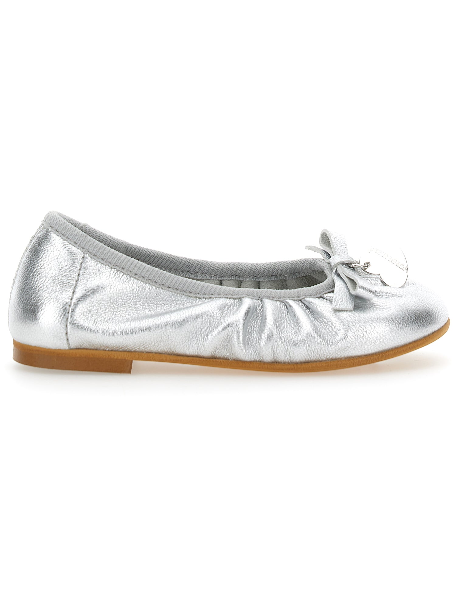 Girls | Laminated Leather Ballet Flats | Silver
