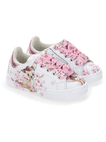 Girls | Bambi Leather Sneakers | White/FairyTale Pink