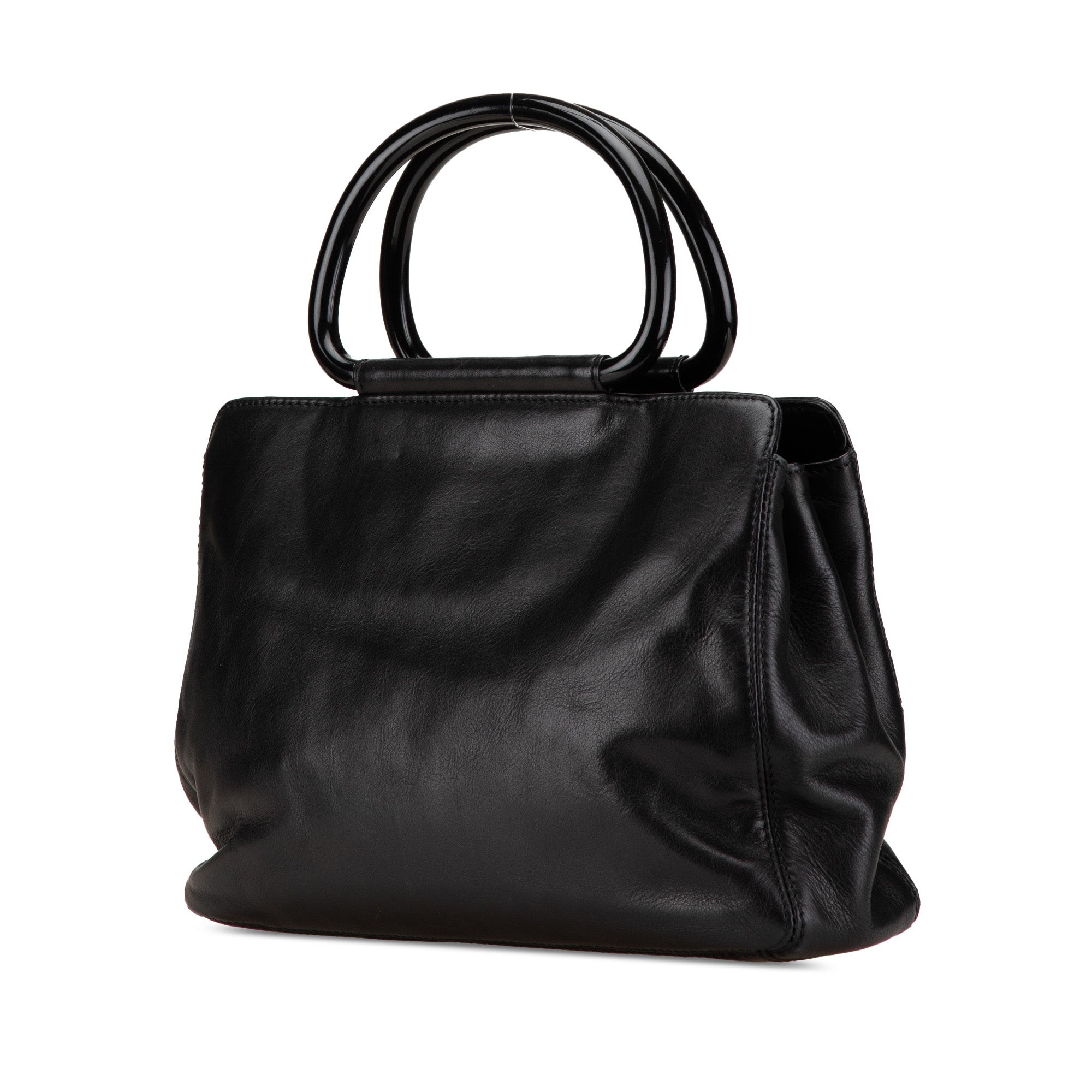 Chanel | Pre-Owned CC Lambskin Tortoise Handle Tote | Black