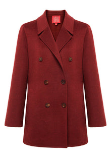 double-breasted wool coat | Wine Red