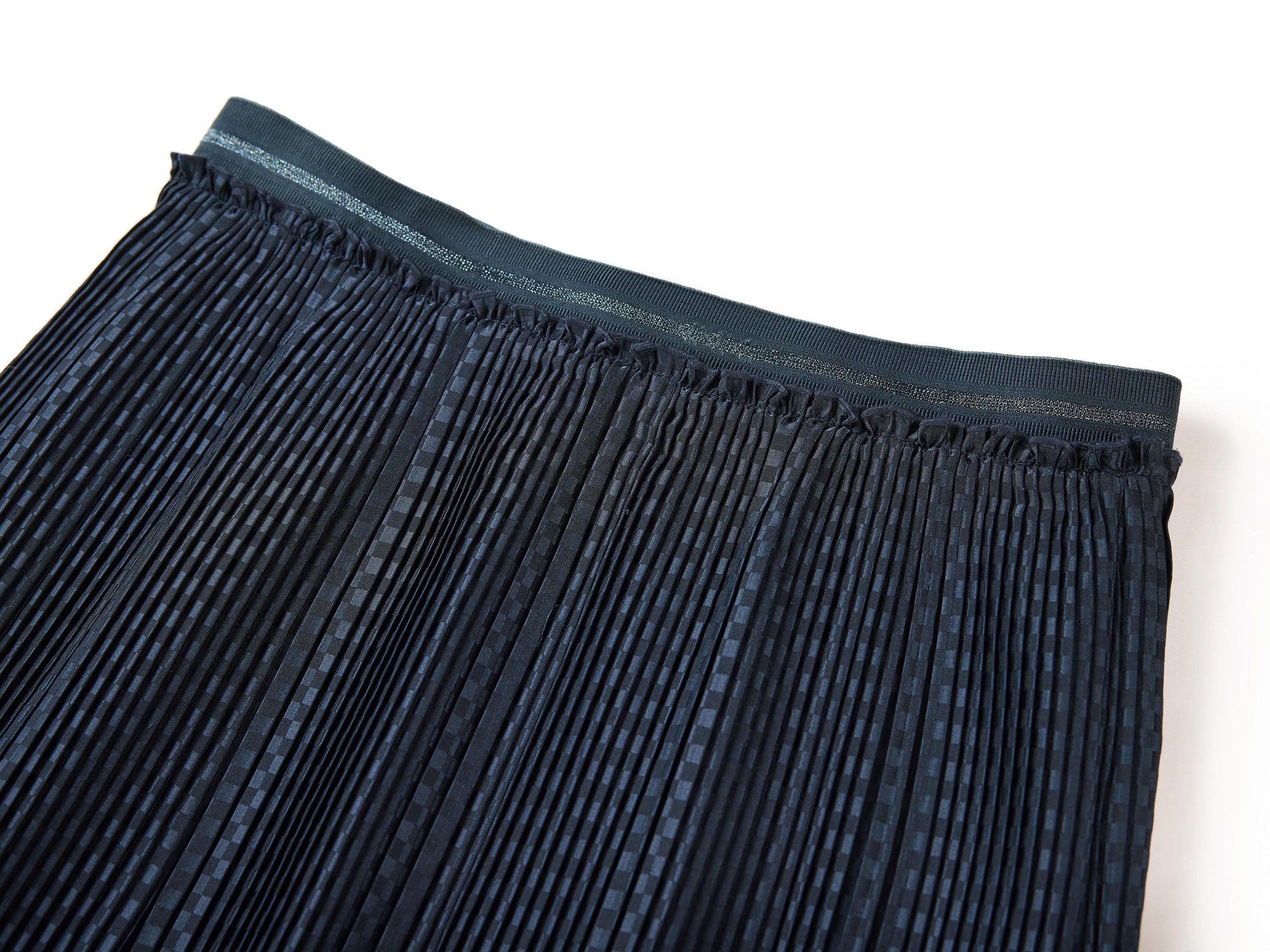 EP Yaying | Textured Pleated Midi Skirt | Navy