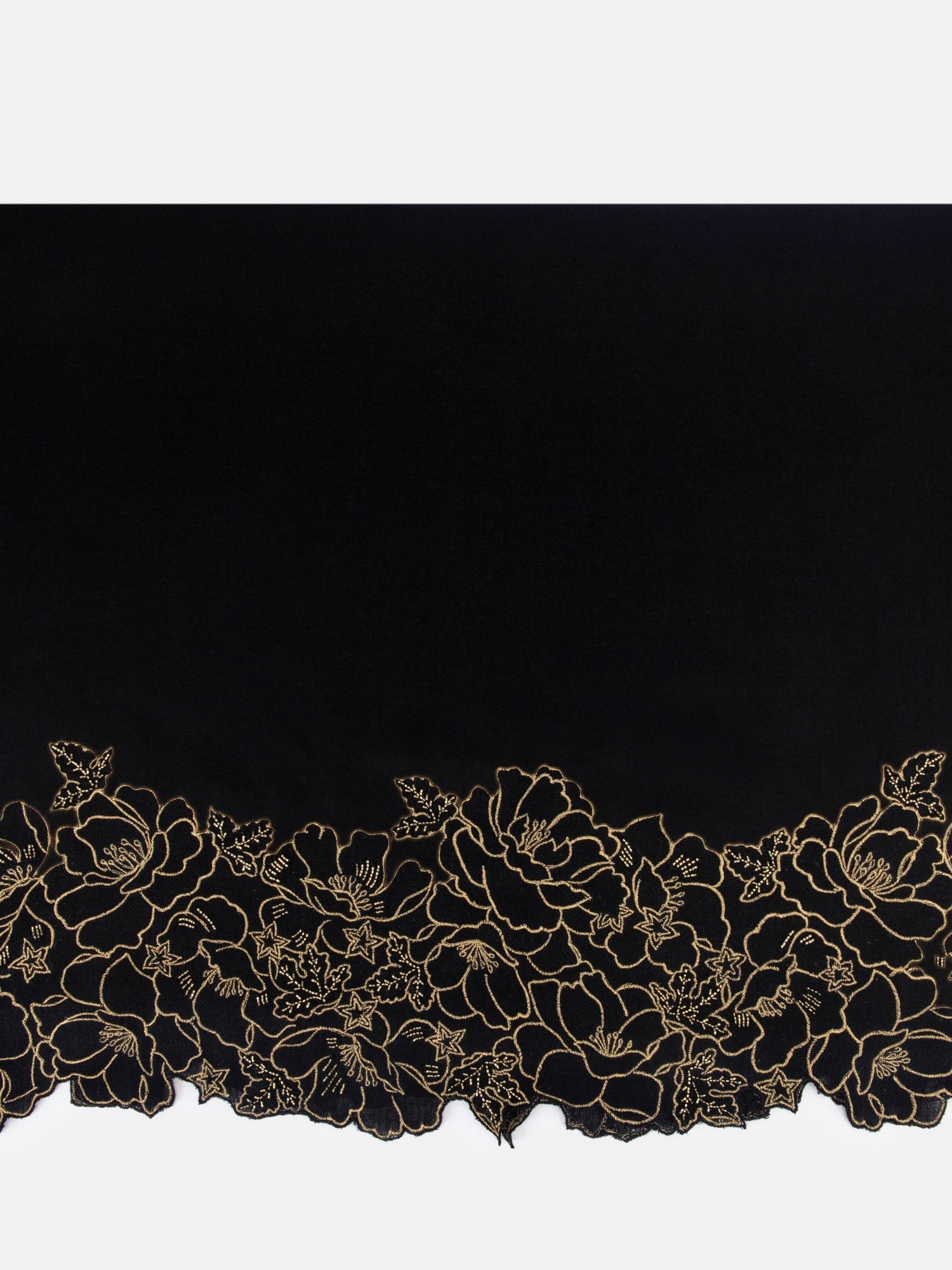 Embroidered Cashmere Scarf | Black