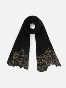 Embroidered Cashmere Scarf | Black
