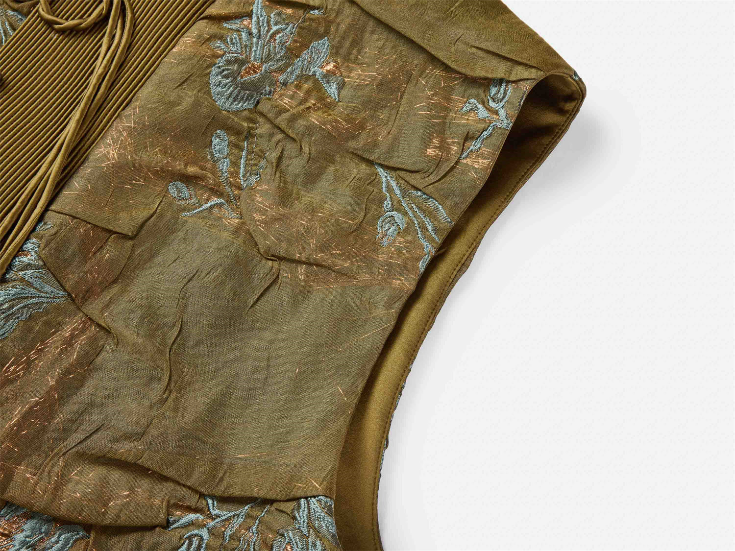 Brocade Chinese Vest | White Orchid Gold