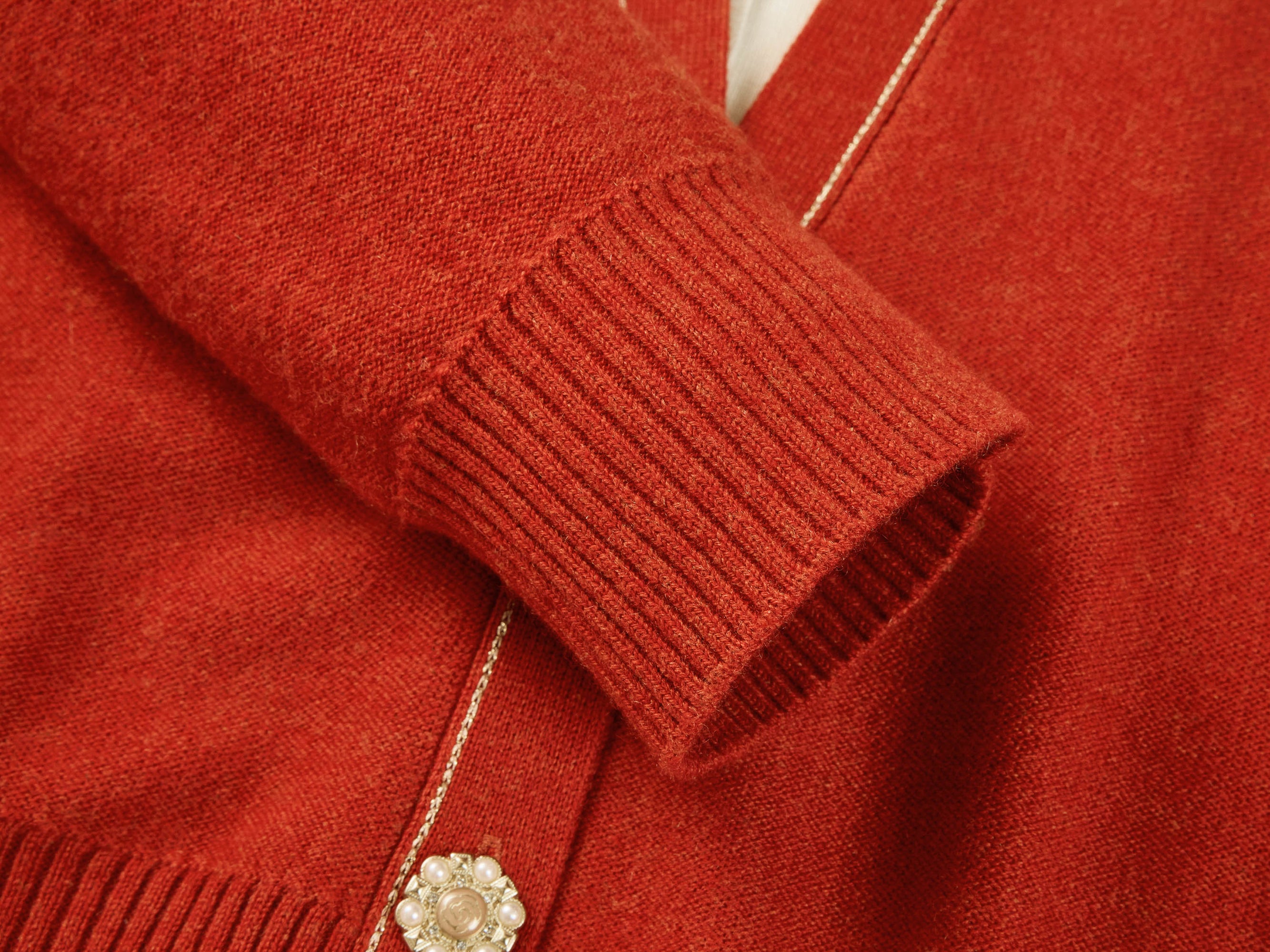 Contrast Knit Cardigan | Orange