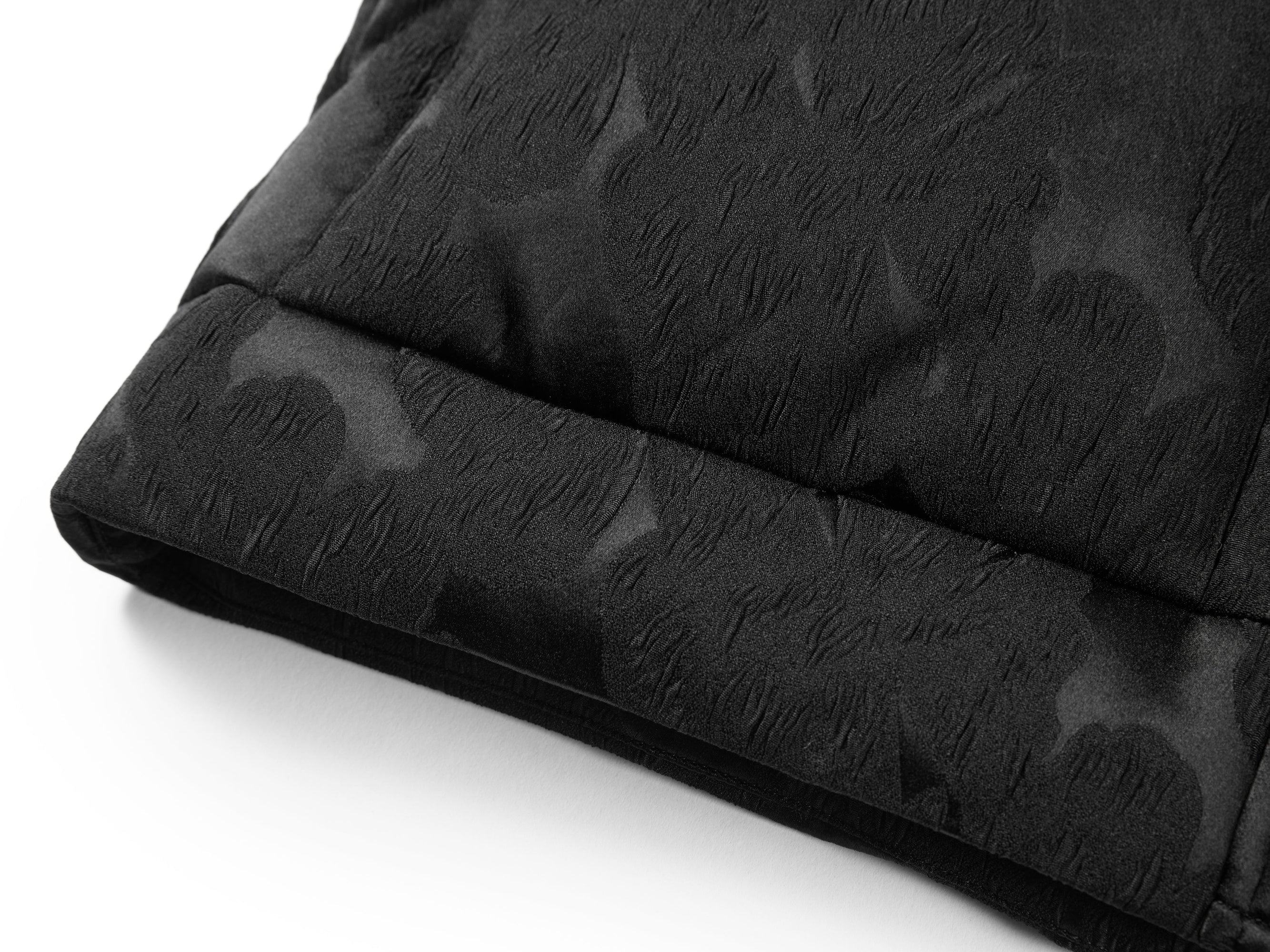 Goose Down Mulberry Silk Jacquard Warm Jacket | Black