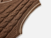 Texture Cable-Knit Sweater Vest | Brown