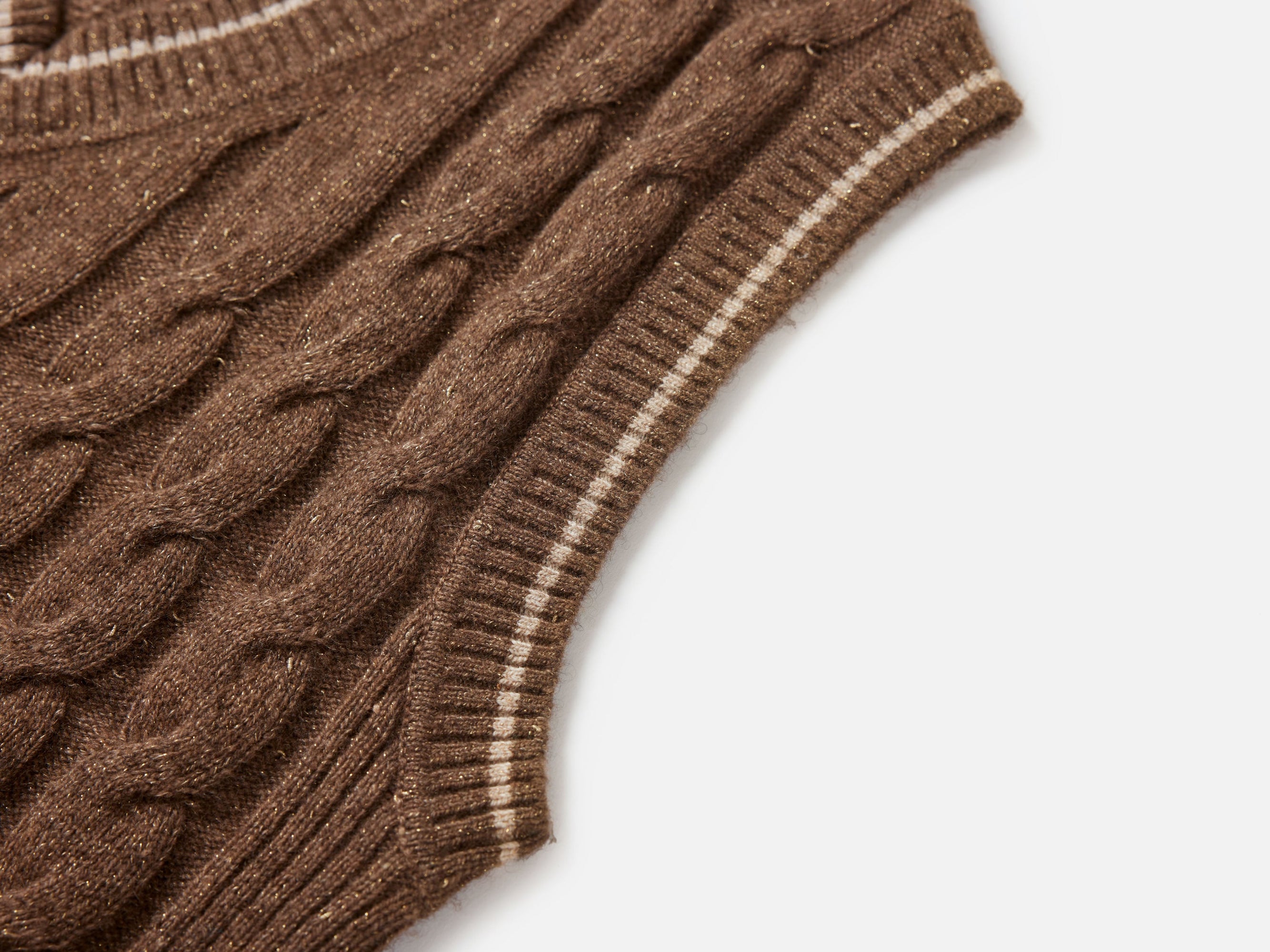 Texture Cable-Knit Sweater Vest | Brown