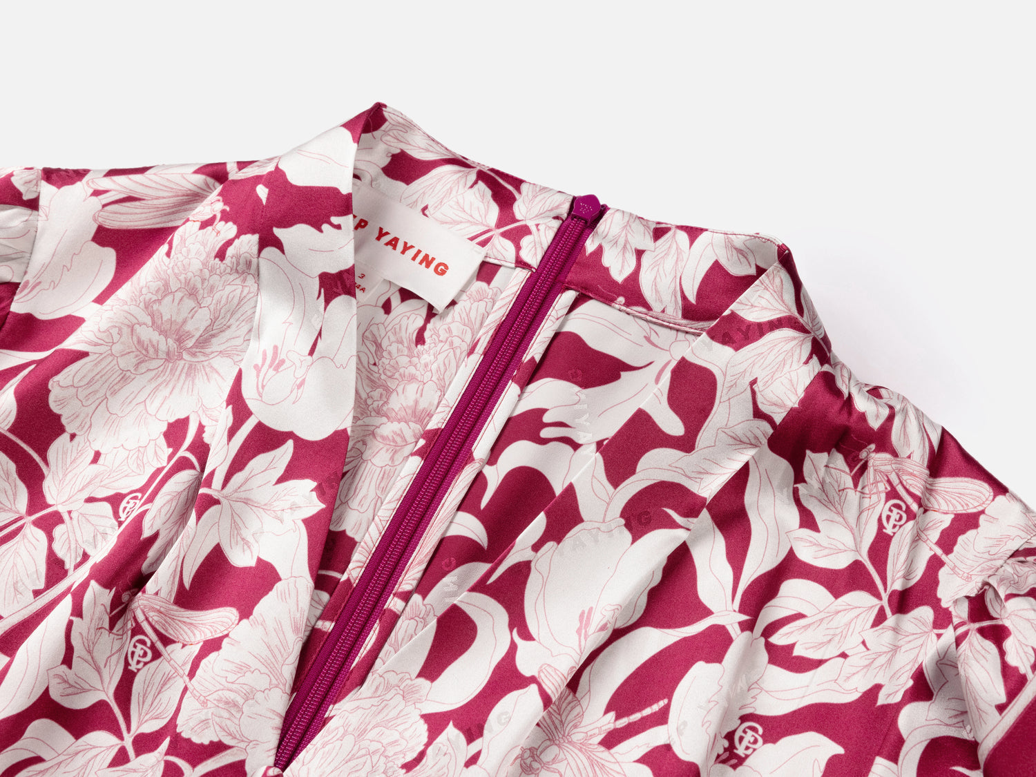 Silk Printed Waist-Cinched Dress | Red