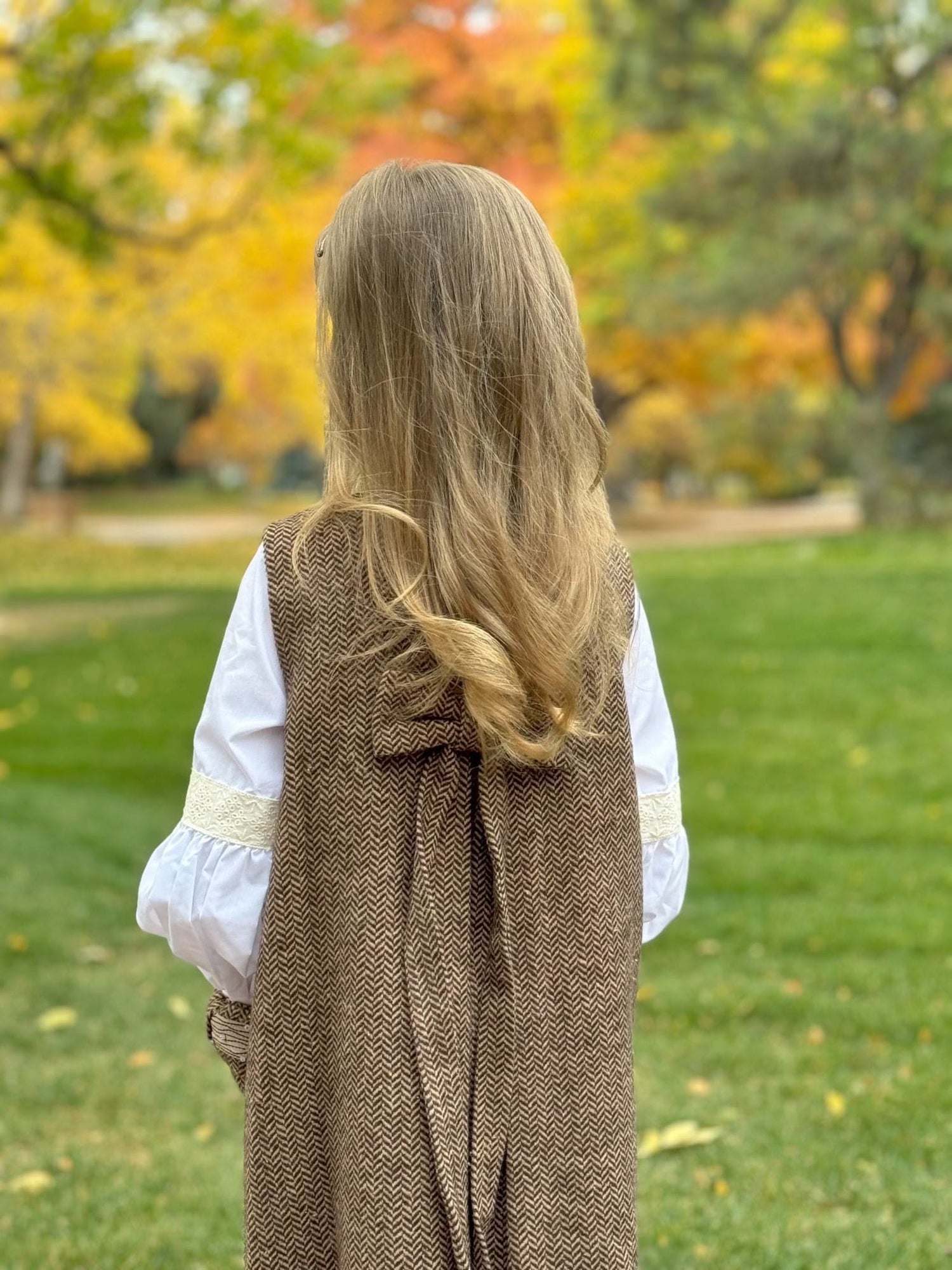 Baby Girls | Herringbone Dress and Blouse Set | Brown