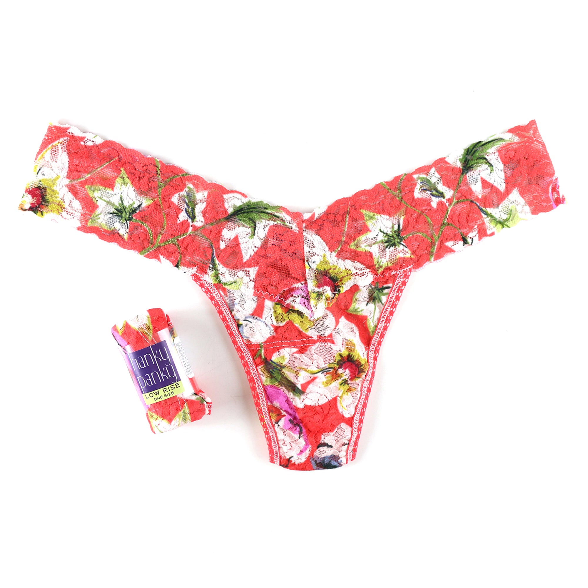 Petite Signature Lace Low Rise Thong | Pink/White Floral Multi