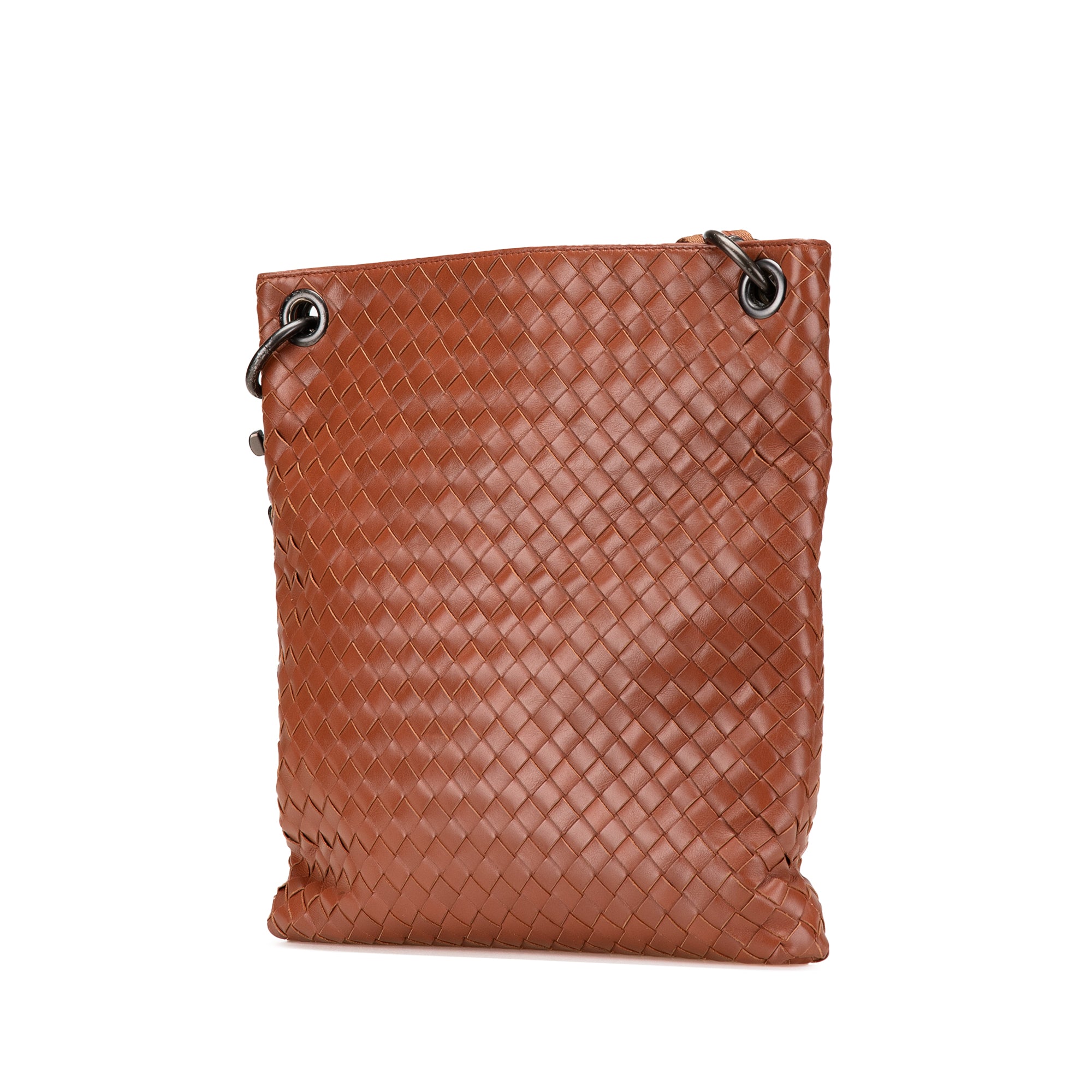 Bottega Veneta | Pre-Owned Leather Intrecciato Crossbody | Brown