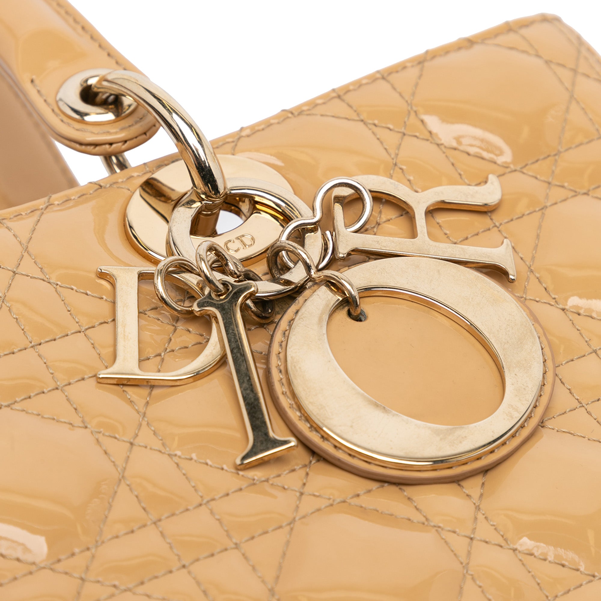 Dior | Pre-Owned Large Patent Cannage Lady | Brown/Beige