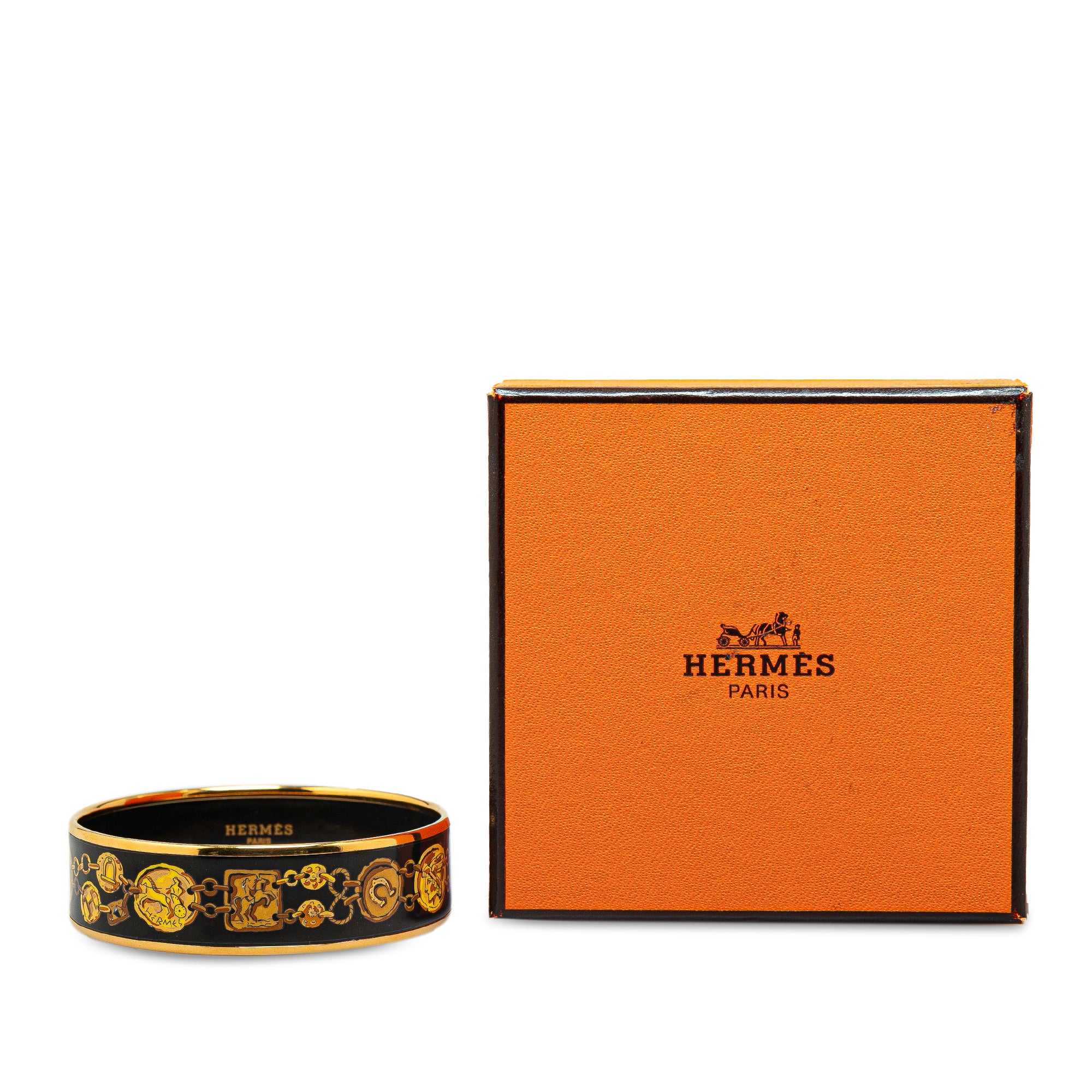 Hermès Pre-Owned Wide Enamel Cheval Et Harnais Bangle | Women | Black