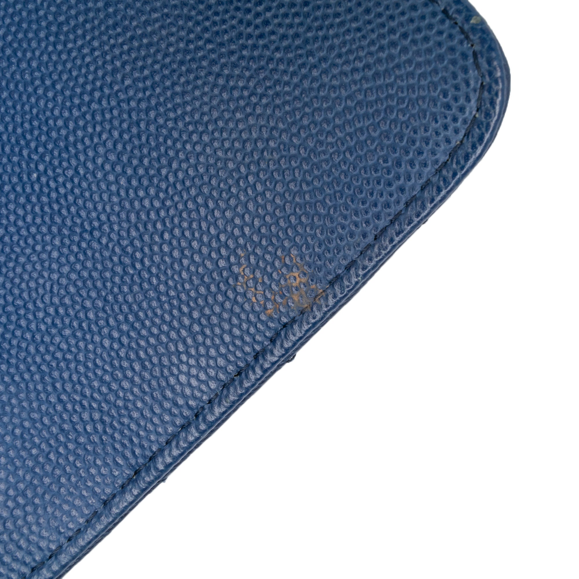 Chanel | Pre-Owned Mini Rectangular Classic Chevron Caviar Single Flap | Blue/Dark Blue