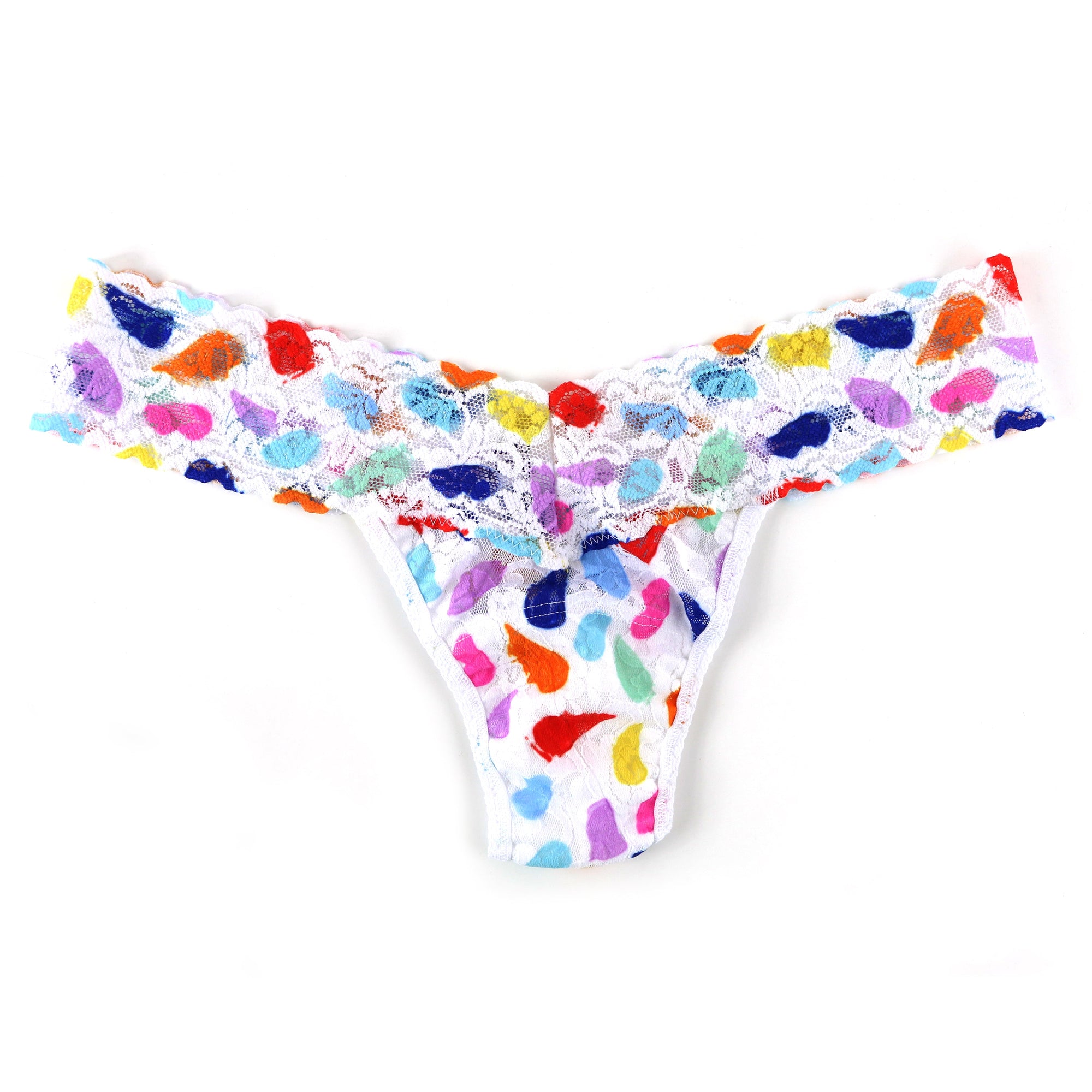 Signature Lace Low Rise Thong V2 | White/Multi