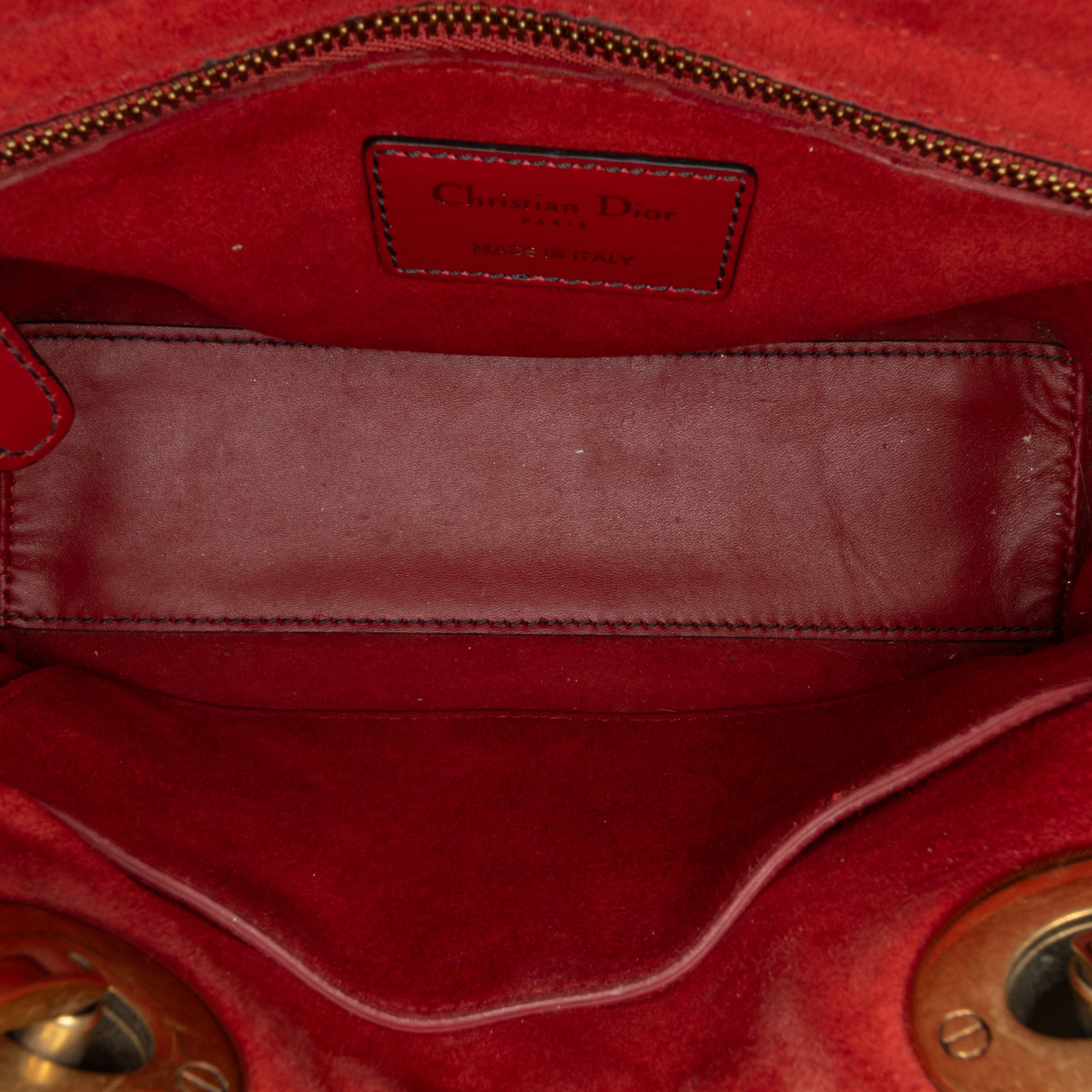 Dior | Pre-Owned Small Lambskin Cannage Studded Supple Lady | Red