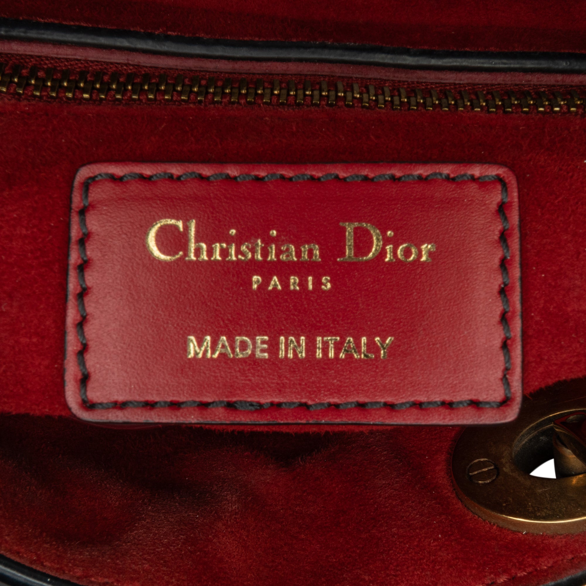 Dior | Pre-Owned Small Lambskin Cannage Studded Supple Lady | Red