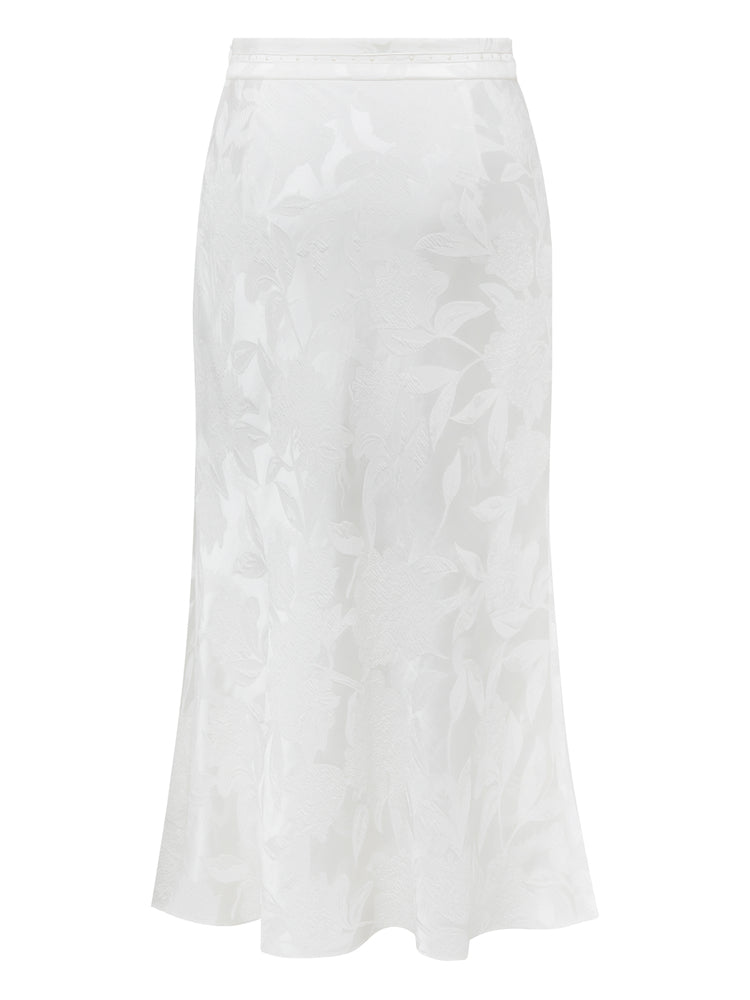 Mermaid Hem Floral Dress | White