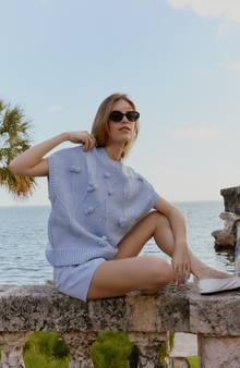 Embroidered Sleeveless Sweater | Cloud