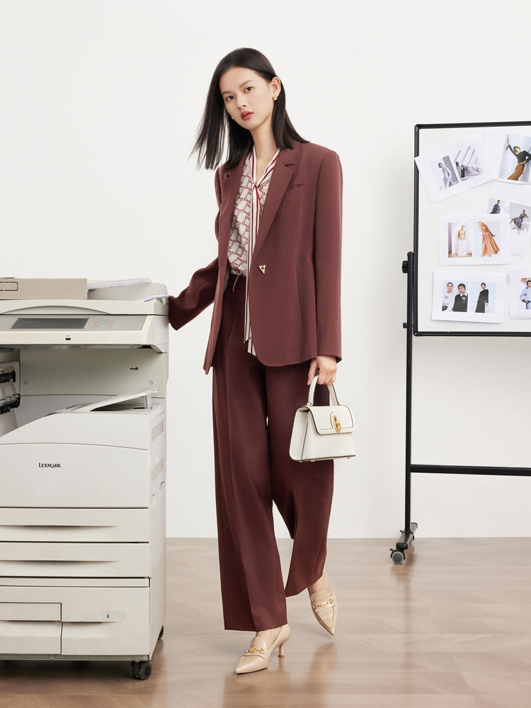 Wool Blazer | Wine Red