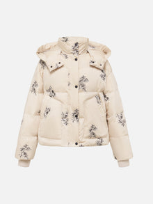 Chinese-Style Hooded Down Jacket | Beige