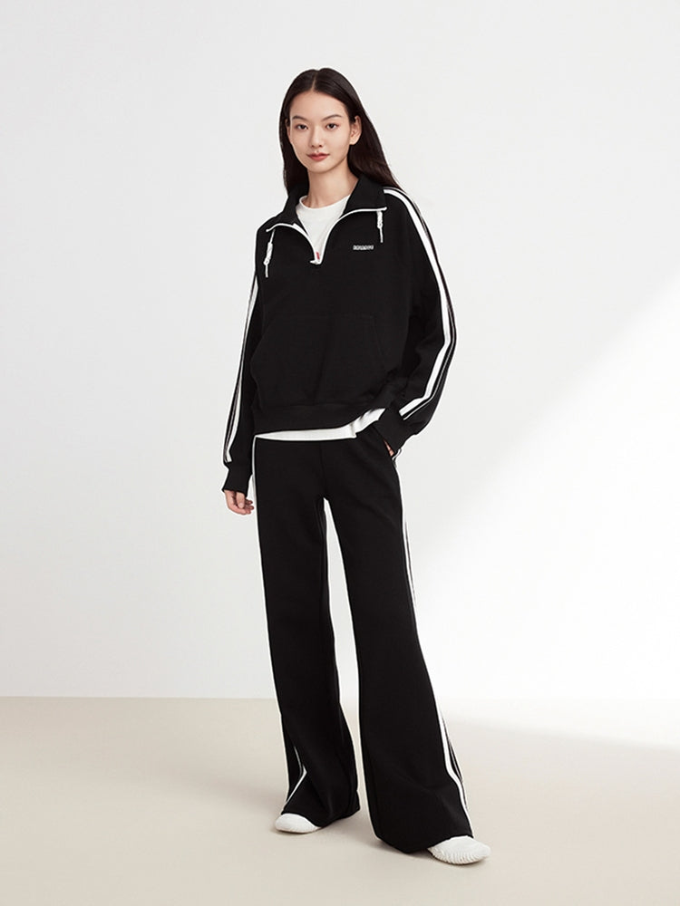 Loose Fit Flare Pants For Sports | Black
