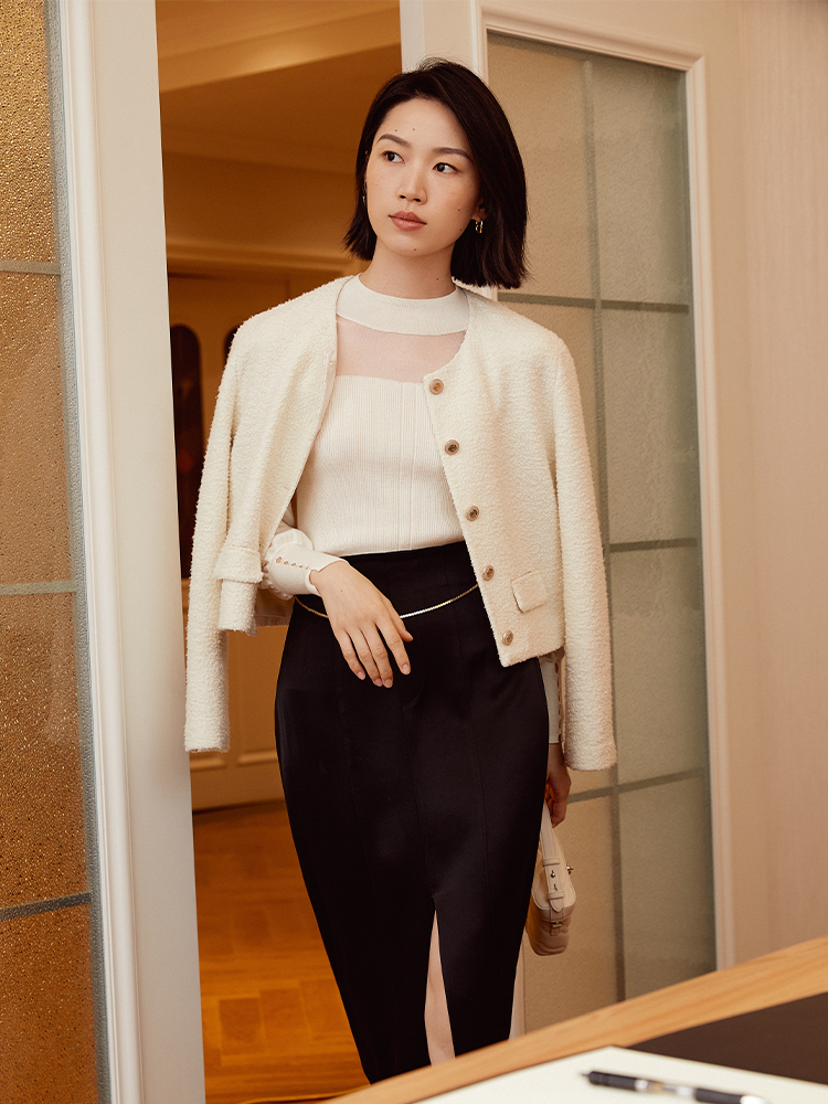 Elegant Wool Knit Sweater | White