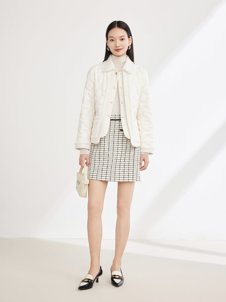 Parisian-Style Checkered Skirt | White/Black