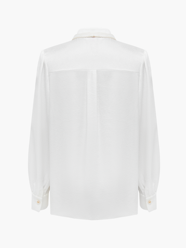 Silk Jacquard Shirt | White