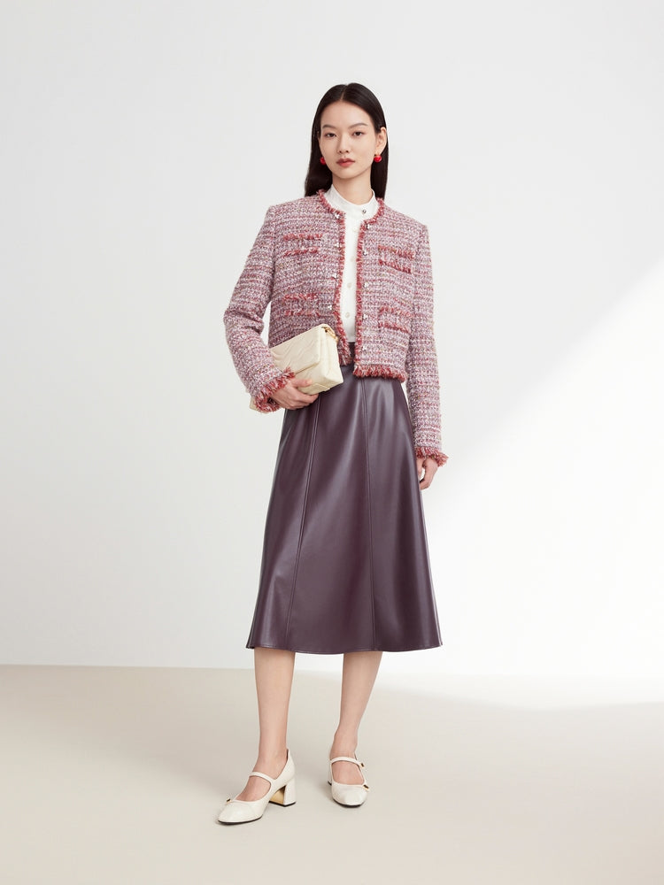 Leather A-Line Skirt | Wine Red