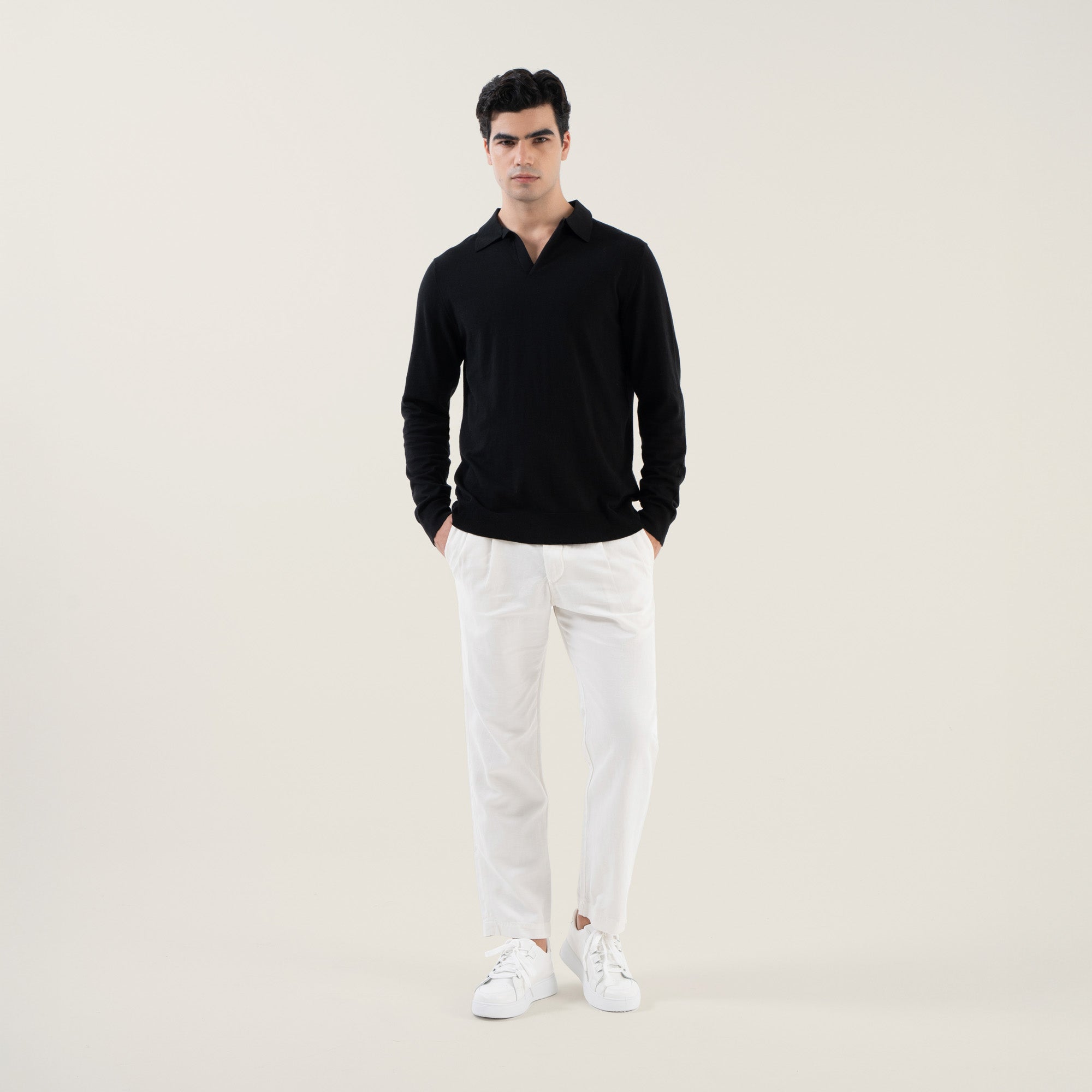 Mens | Elliot Featherlight Long Sleeve Polo | Black