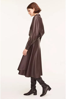Vegan Leather Midi Whisper Skirt | Deep Port
