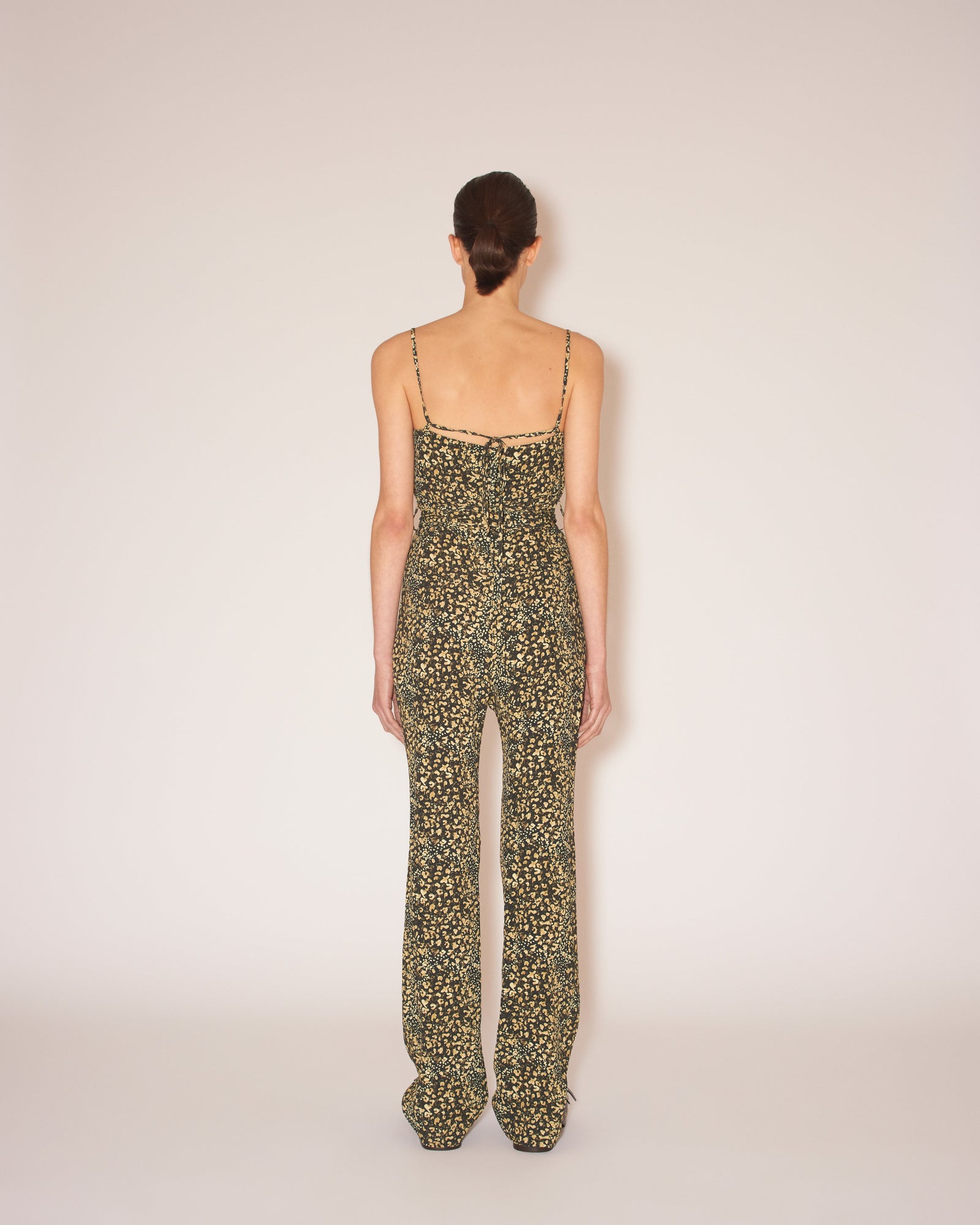 Womens | Cado Crepe Melange Tie-Waist Jumpsuit | Tiny Leopard