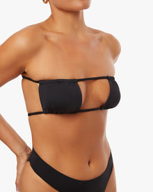 Ruched Bandeau Bikini Top | Black