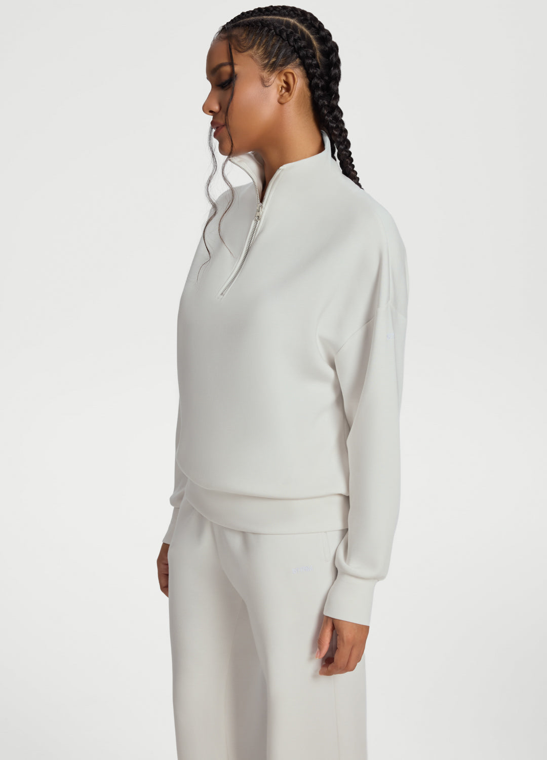 Half-Zip Long Sleeve Sweatshirt | White