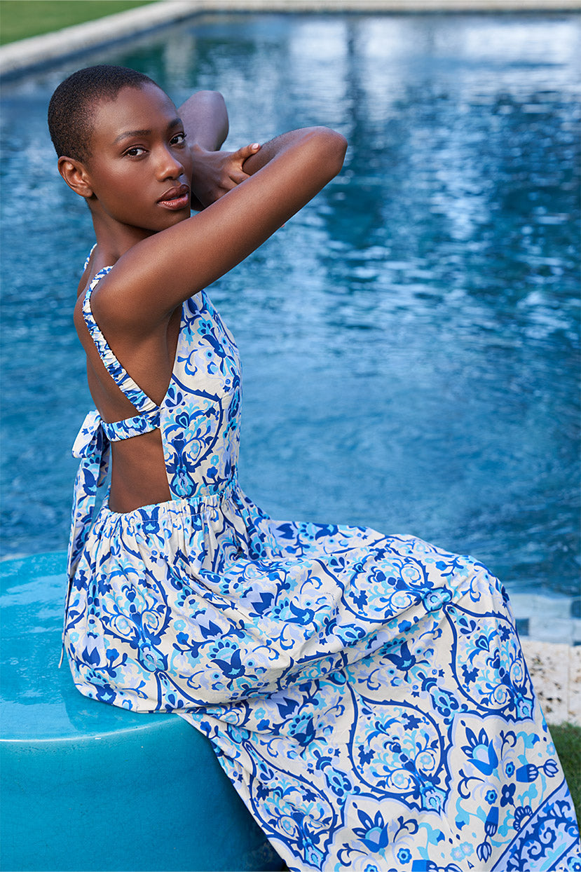 Colomba Dress | Damask Blue