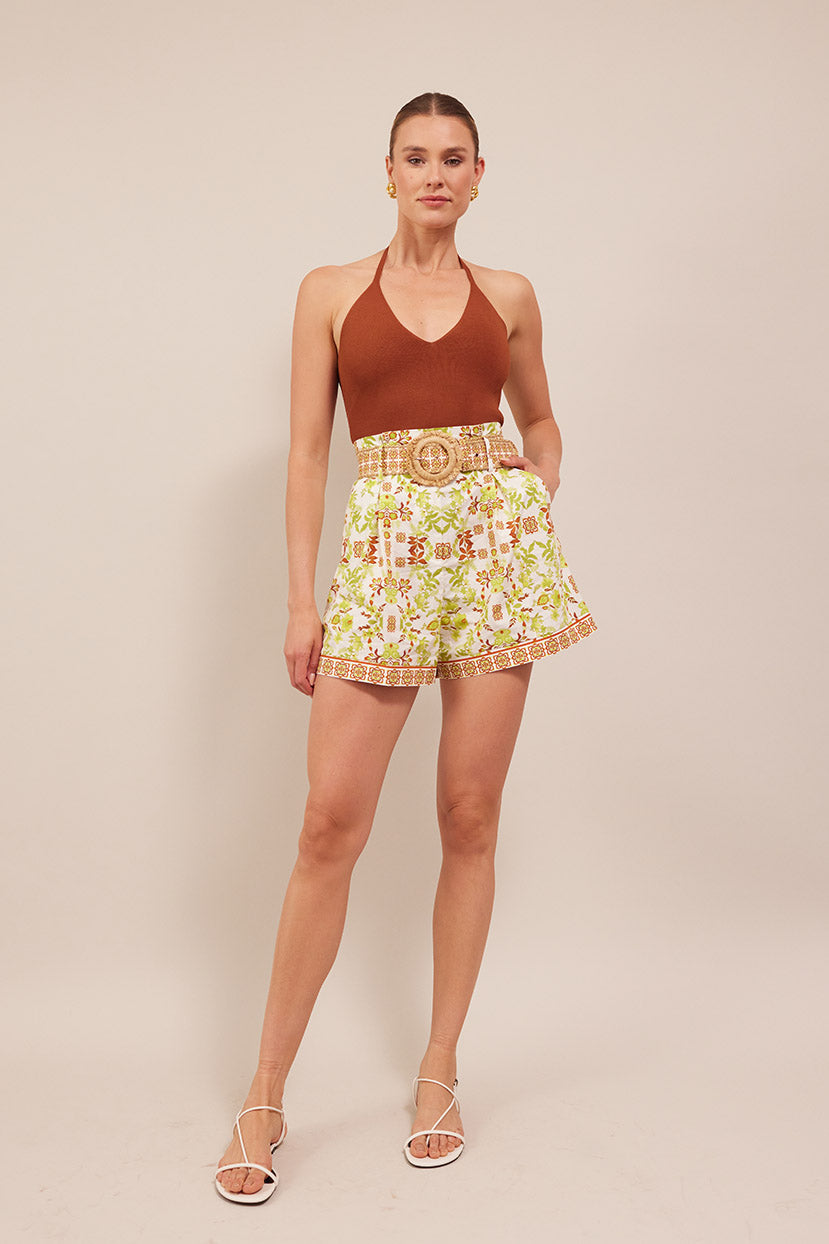 Palmer Shorts | Vine Floral Mint Green