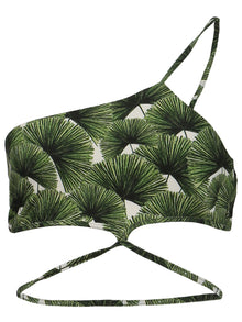 Agua by Agua Bendita | Azucena Asymmetrical Leaf Print Bikini Top