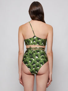 Agua by Agua Bendita | Azucena Asymmetrical Leaf Print Bikini Top