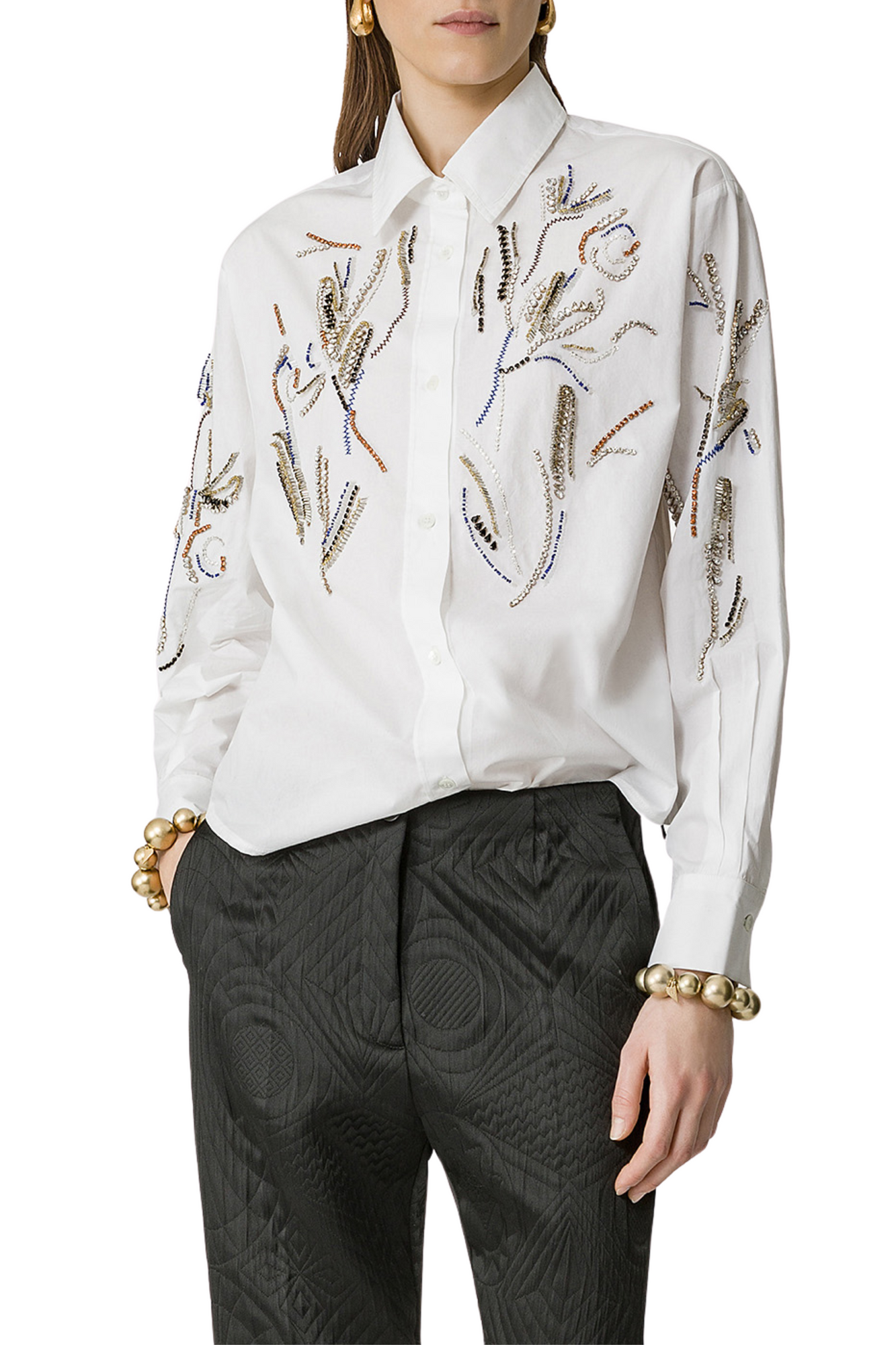 FORTE FORTE Embellished Poplin Shirt