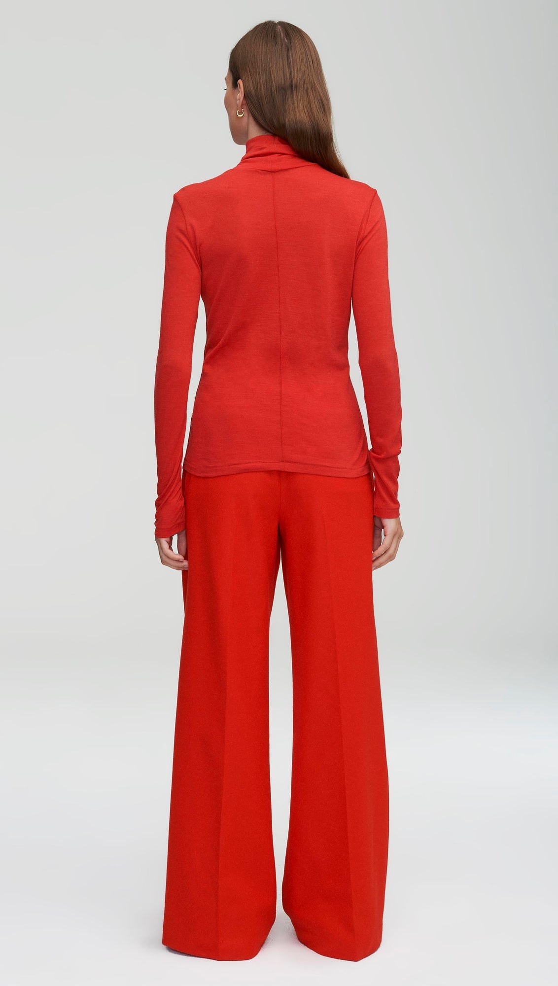 Skinny Turtleneck in Merino Silk Jersey | Scarlet