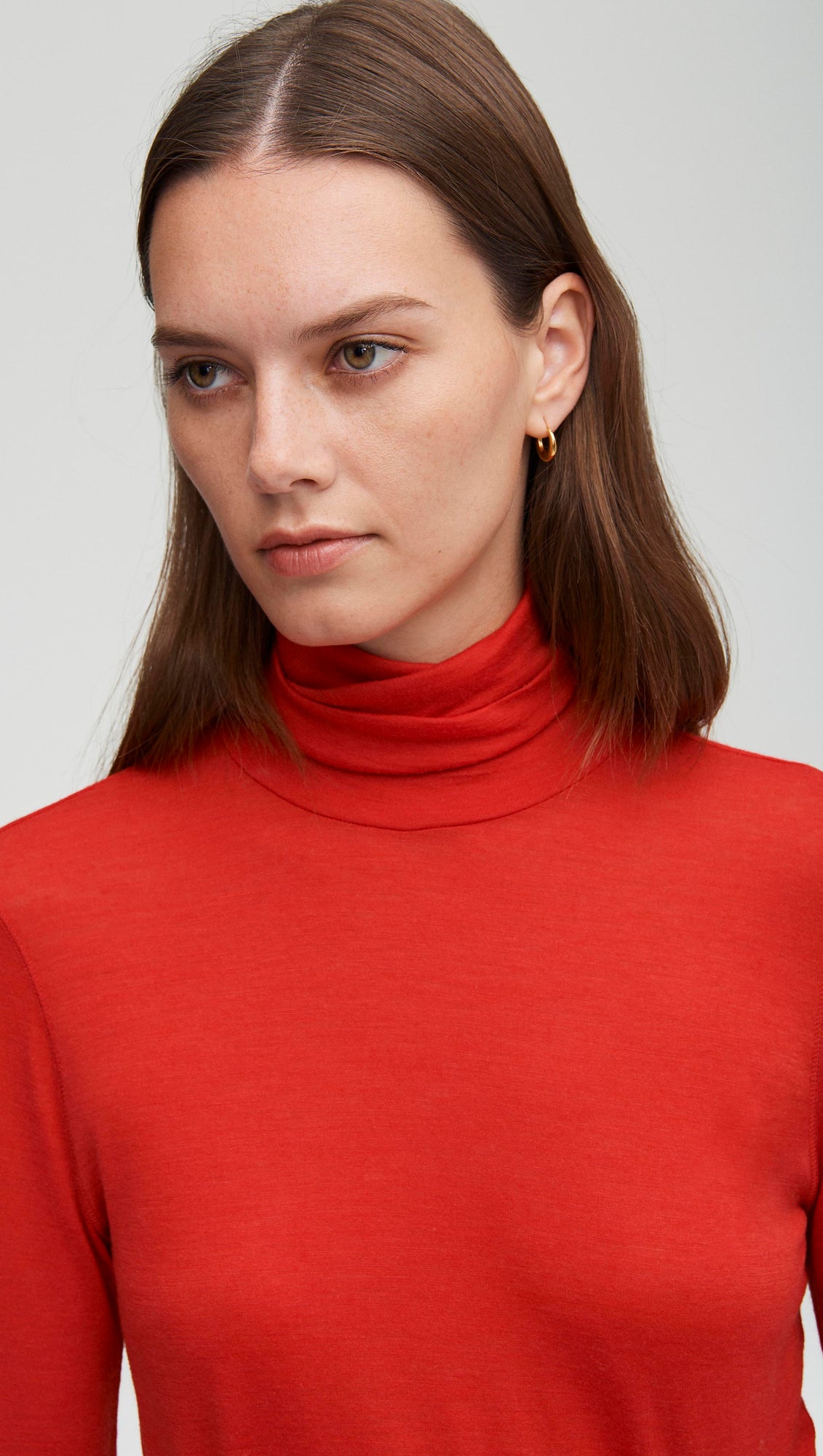 Skinny Turtleneck in Merino Silk Jersey | Scarlet