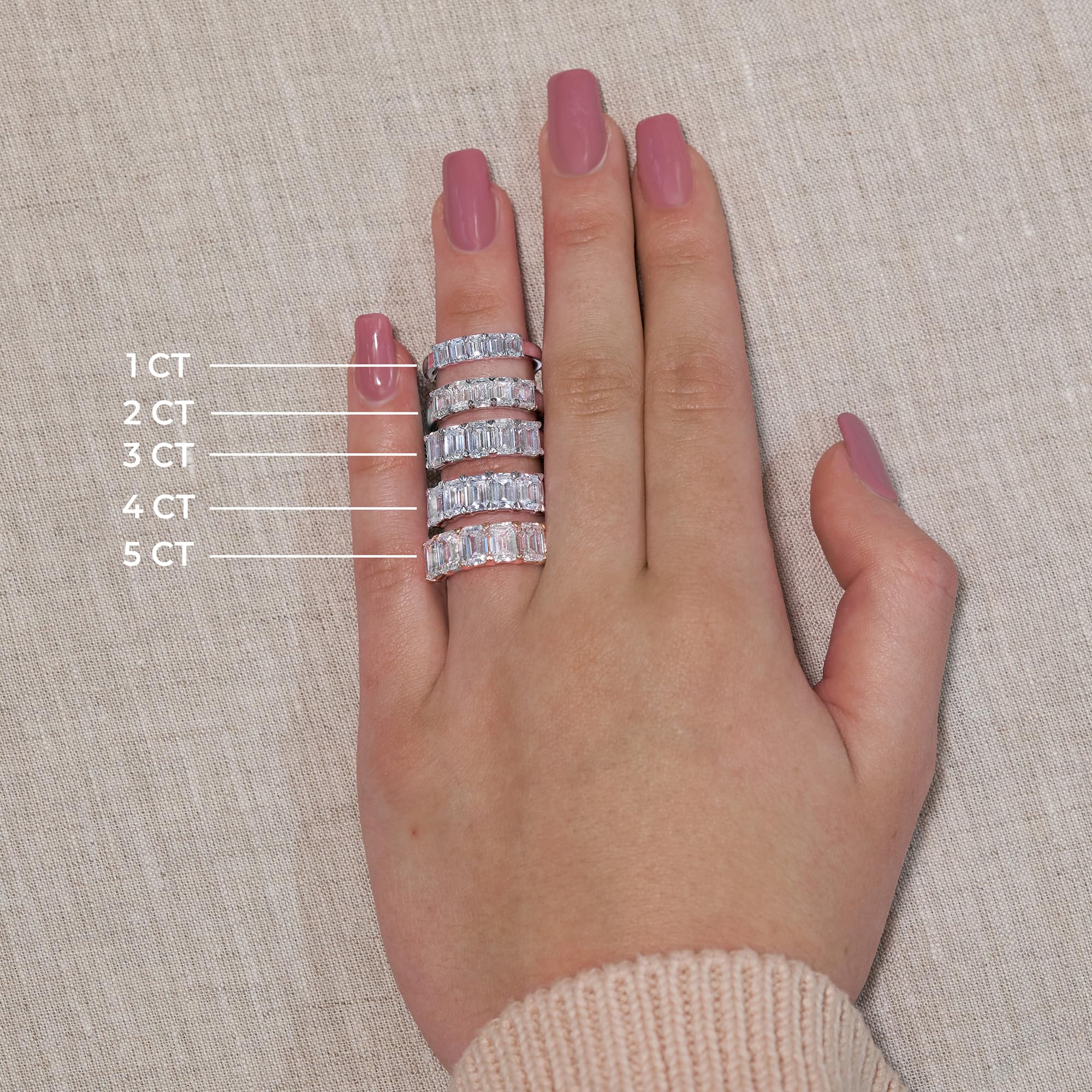 2.00 CT Emerald Lab-Grown Diamond | Five Stone Anniversary Wedding Band Ring | 14K Yellow Gold | G Color | VS Clarity