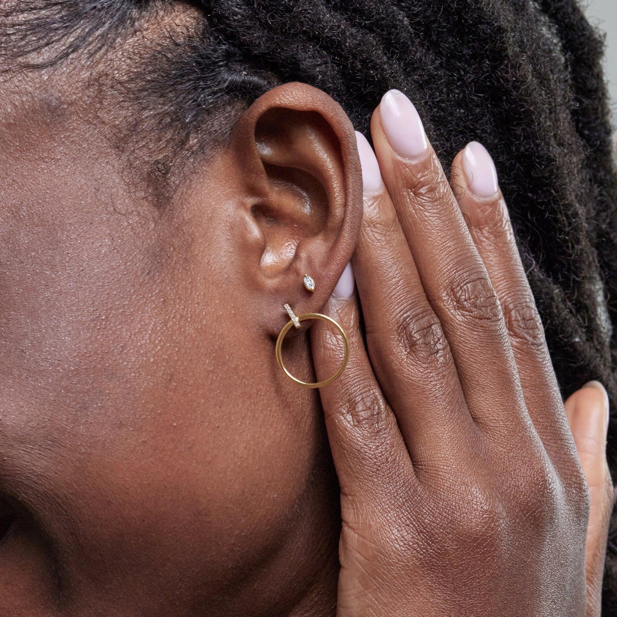 Womens | 0.20 CT  Marquise Cut Lab Grown Accent Diamond | Stud Earrings | 14K Yellow Gold Plated Silver | G-SI