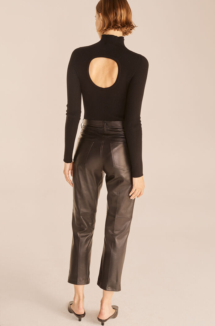 Crop Leather Pant | Black