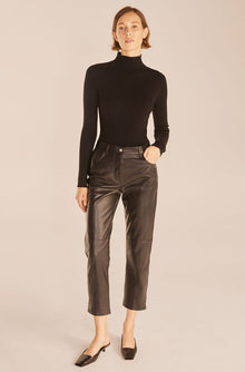 Crop Leather Pant | Black