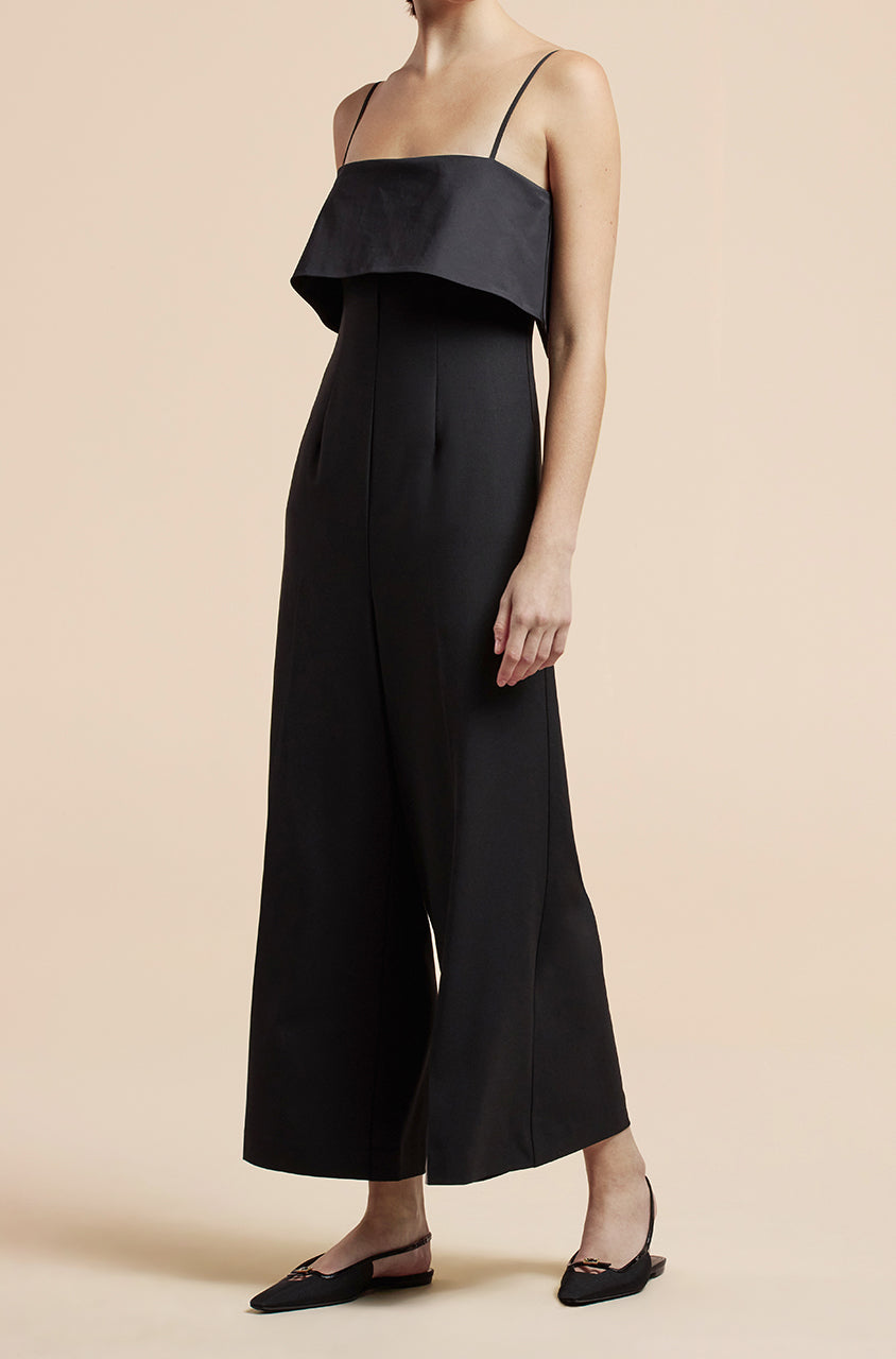 Tuxedo Wide Leg Jumpsuit | Black