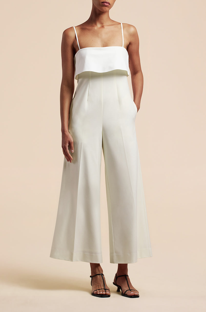 Tuxedo Wide Leg Jumpsuit | Ivory