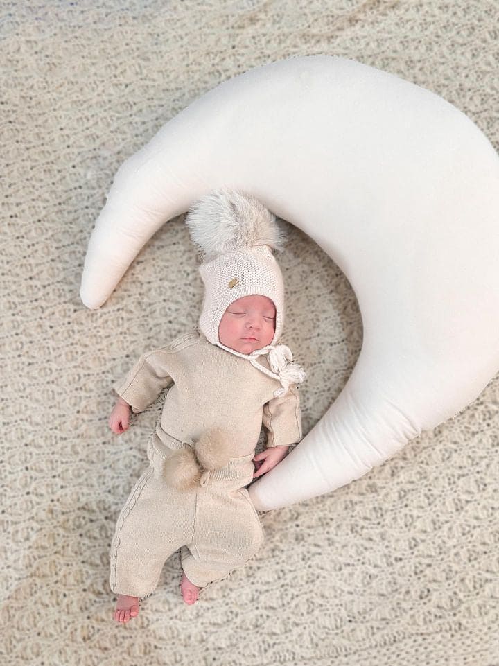 Baby Unisex | London Cashmere Faux Fur Aviator Hat | Baby Blue & Beige